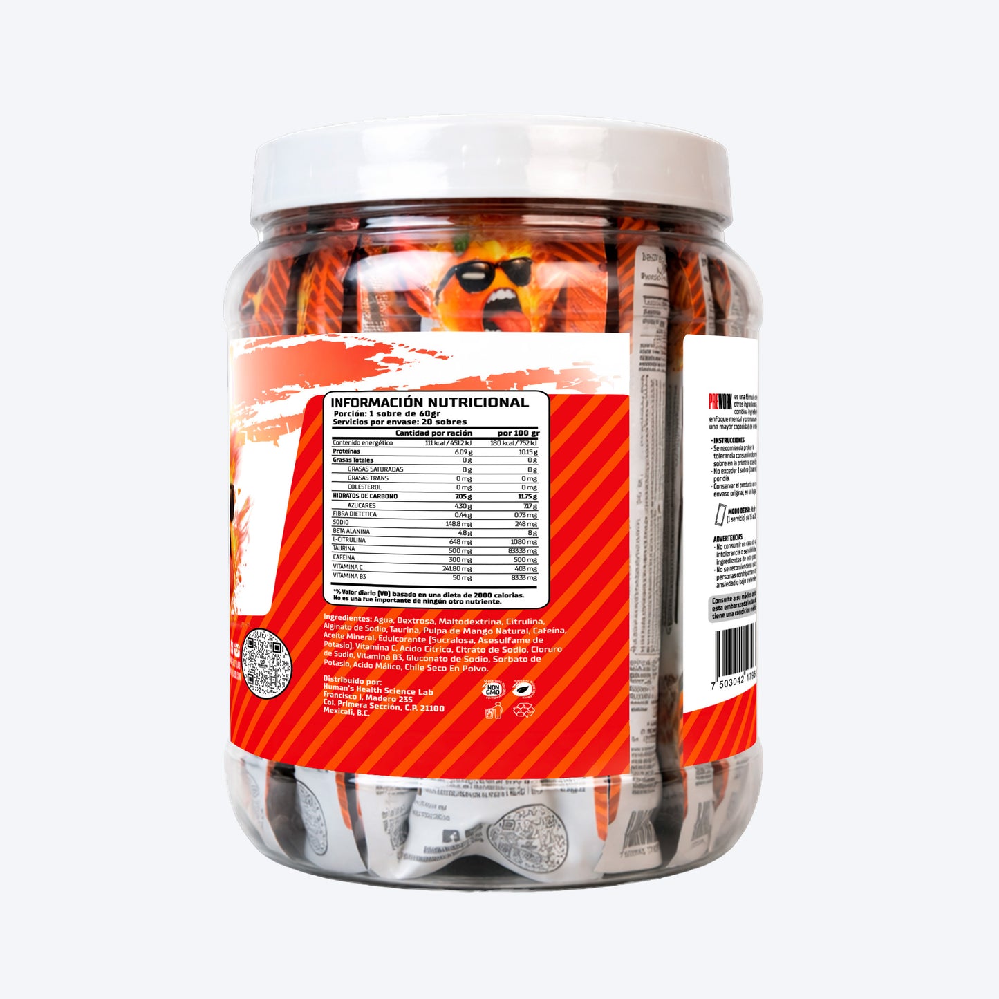 Pre Workout en Gel Humans – Mango Picante | Energía, Enfoque y Rendimiento | 20 Sobres (60 g c/u)