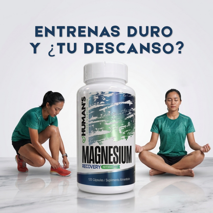 Magnesium Recovery – 4 Tipos de Magnesio para Recuperación Muscular, Sueño Profundo y Estrés | 120 Cápsulas