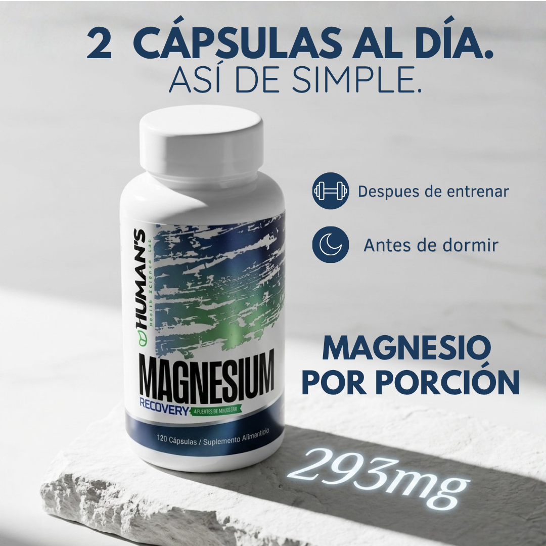 Magnesium Recovery – 4 Tipos de Magnesio para Recuperación Muscular, Sueño Profundo y Estrés | 120 Cápsulas