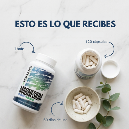 Magnesium Recovery – 4 Tipos de Magnesio para Recuperación Muscular, Sueño Profundo y Estrés | 120 Cápsulas