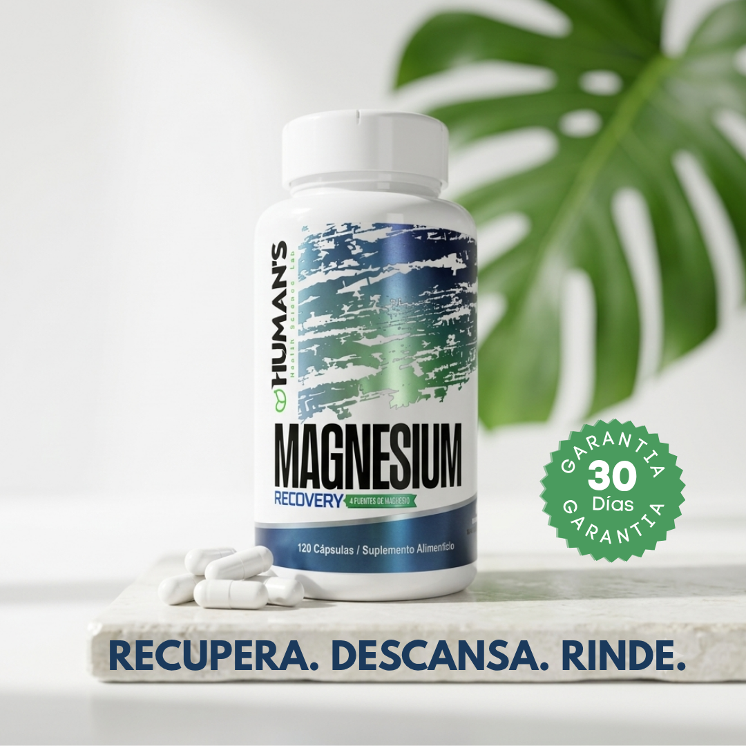 Magnesium Recovery – 4 Tipos de Magnesio para Recuperación Muscular, Sueño Profundo y Estrés | 120 Cápsulas