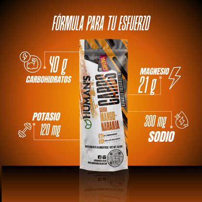 Human’s CARBS Gel Energético sin Cafeína con 40 g de Carbohidratos y Electrolitos | Sabor Natural, 10 Sobres de 60 g