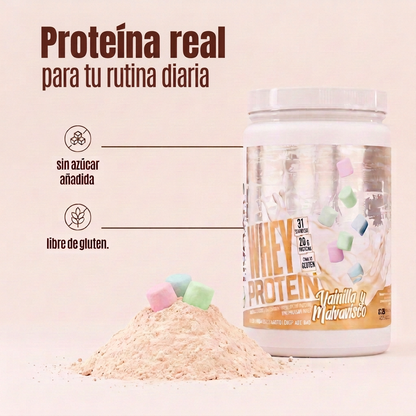Proteína Whey Humans – Vainilla Malvavisco | 20 g de Proteína | Sin Azúcar Añadida | Libre de Gluten | 31 Porciones
