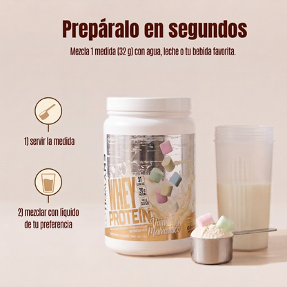 Proteína Whey Humans – Vainilla Malvavisco | 20 g de Proteína | Sin Azúcar Añadida | Libre de Gluten | 31 Porciones