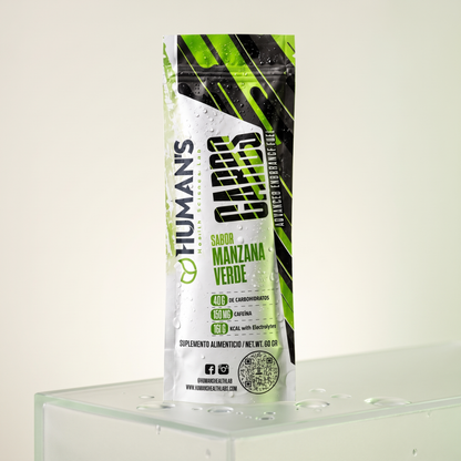 Human’s CARBS Gel Energético con 40 g de Carbohidratos, 150 mg de Cafeína y Electrolitos | Sabor Natural, 10 Sobres de 60 g
