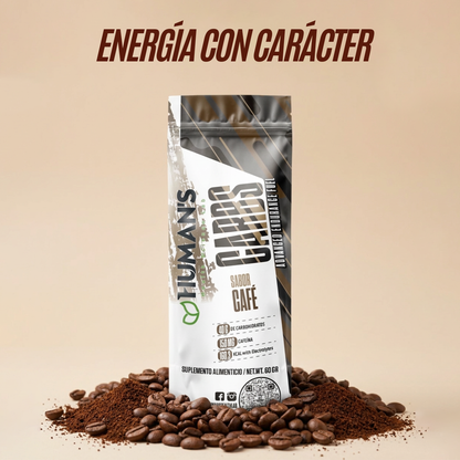 Human’s CARBS Gel Energético con 40 g de Carbohidratos, 150 mg de Cafeína y Electrolitos | Sabor Natural, 10 Sobres de 60 g