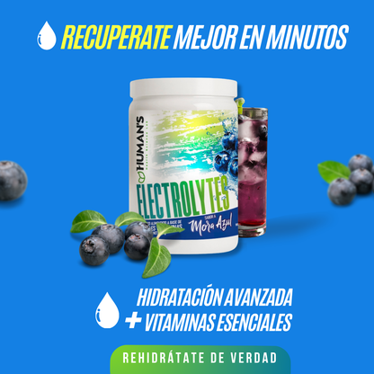 Electrolitos en Polvo Humans – Mora Azul (Blueberry) | Hidratación, Rendimiento y Recuperación | 30 Porciones-480gr