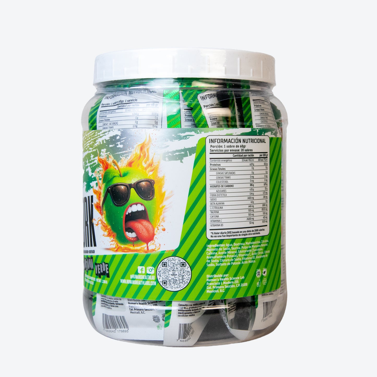 Pre Workout en Gel Humans – Manzana Verde | Energía, Enfoque y Rendimiento | 20 Sobres (60 g c/u)