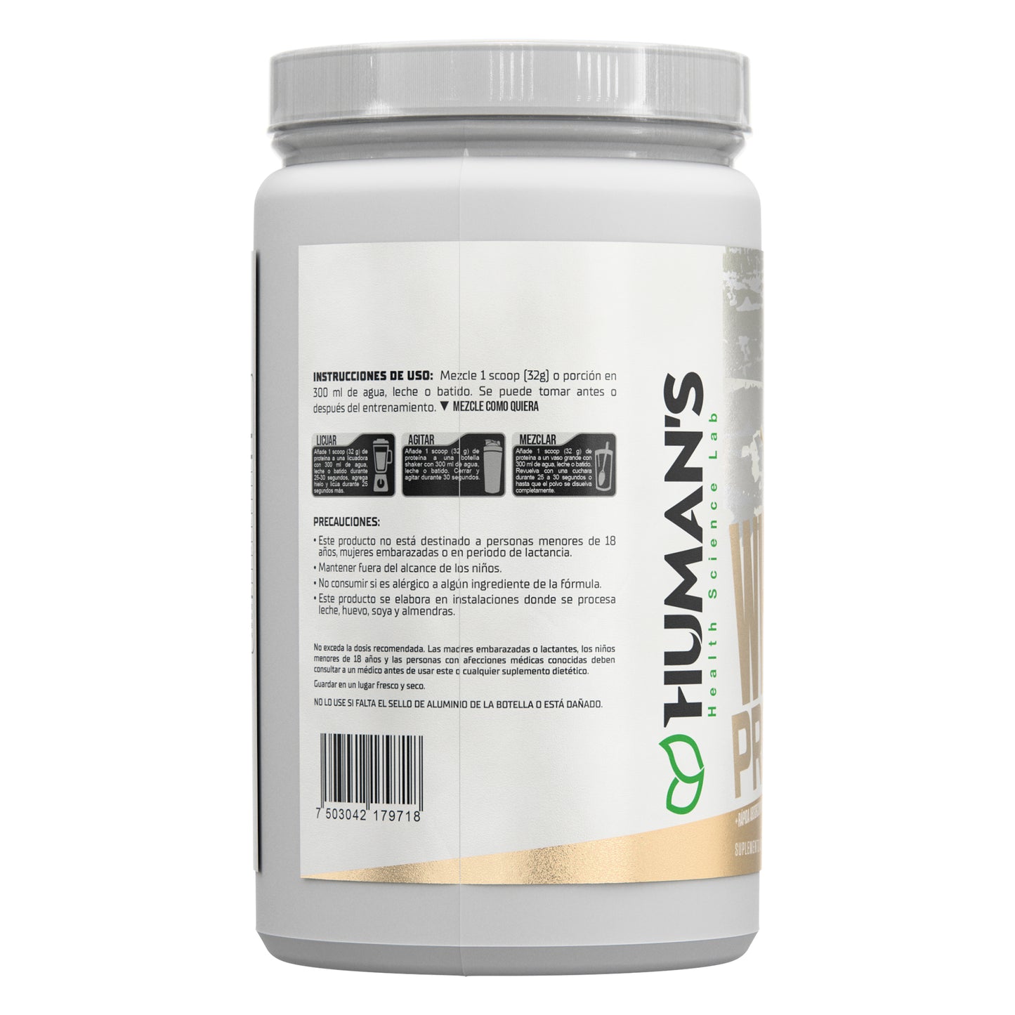 Proteína Whey Humans – Vainilla Malvavisco | 20 g de Proteína | Sin Azúcar Añadida | Libre de Gluten | 31 Porciones