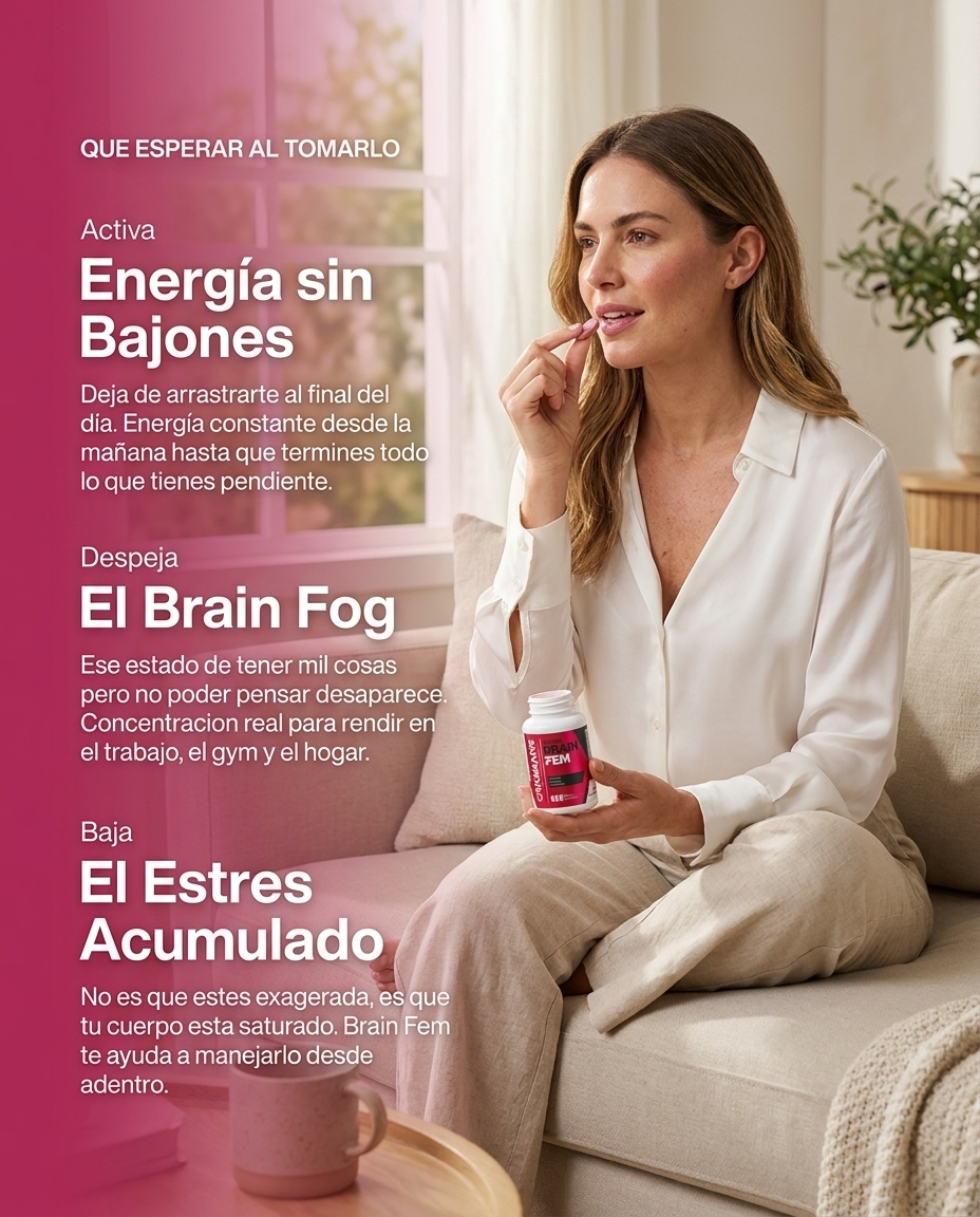 Brain Fem | Multivitamínico para Mujer — Energía, Concentración y Menos Estrés | 60 Tabletas