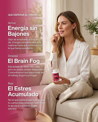 Brain Fem | Multivitamínico para Mujer — Energía, Concentración y Menos Estrés | 60 Tabletas