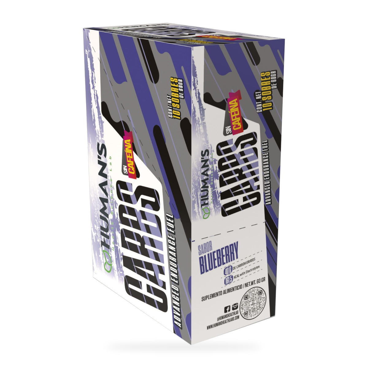 Human’s CARBS Gel Energético sin Cafeína con 40 g de Carbohidratos y Electrolitos | Sabor Natural, 10 Sobres de 60 g