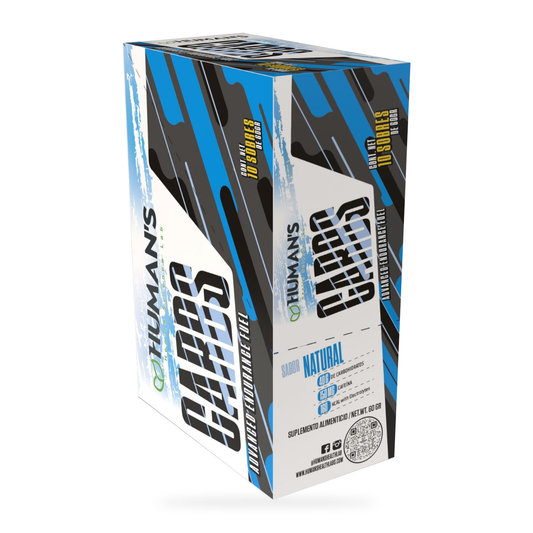 Human’s CARBS Gel Energético con 40 g de Carbohidratos, 150 mg de Cafeína y Electrolitos | Sabor Natural, 10 Sobres de 60 g