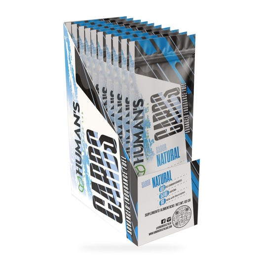 Human’s CARBS Gel Energético con 40 g de Carbohidratos, 150 mg de Cafeína y Electrolitos | Sabor Natural, 10 Sobres de 60 g