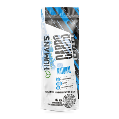 Human’s CARBS Gel Energético con 40 g de Carbohidratos, 150 mg de Cafeína y Electrolitos | Sabor Natural, 10 Sobres de 60 g